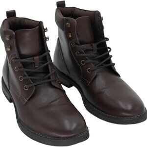 Club Room Men's Faux-Leather Lace-Up Dress Boots Brown 10